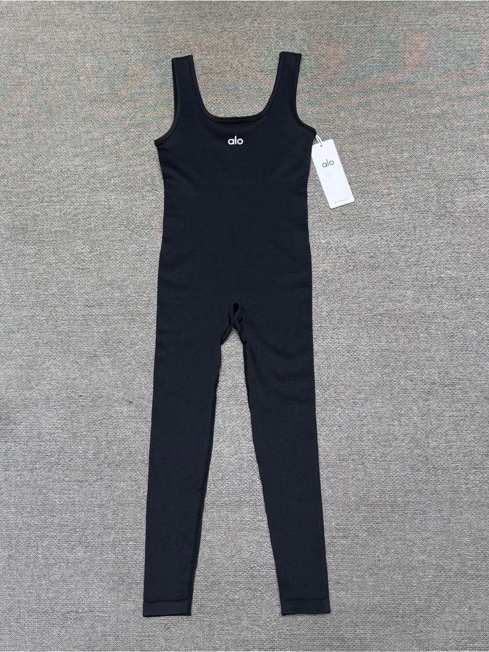 ALO Yoga Black Ribbed Sleeveless Jumpsuit